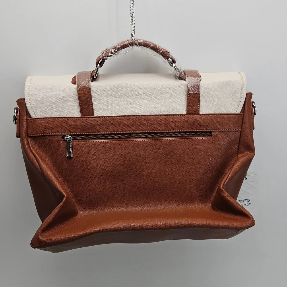 LOVEVOOK Laptop Bag Women Brown Cream Briefcase Messenger PU WB148202LK NEW